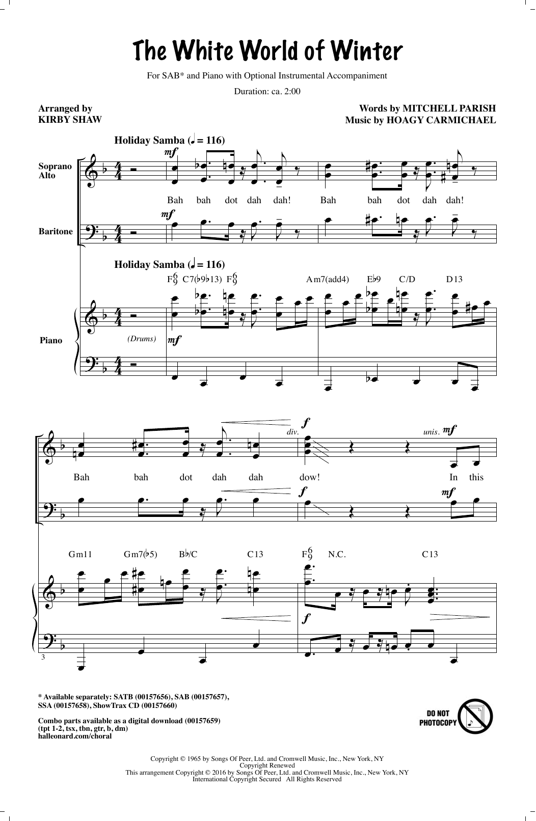 Kirby Shaw The White World Of Winter Sheet Music