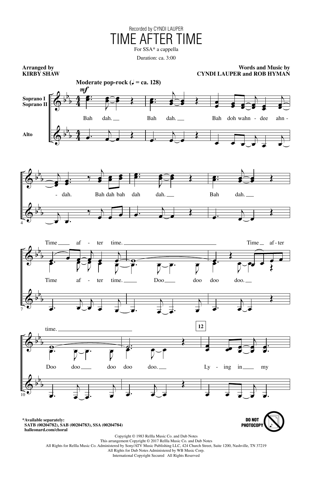 Kirby Shaw Time After Time (arr. Kirby Shaw) Sheet Music