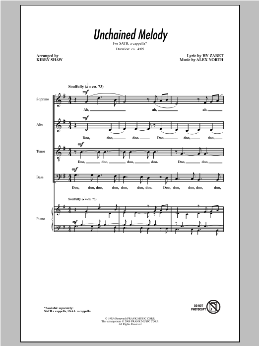 Kirby Shaw Unchained Melody Sheet Music
