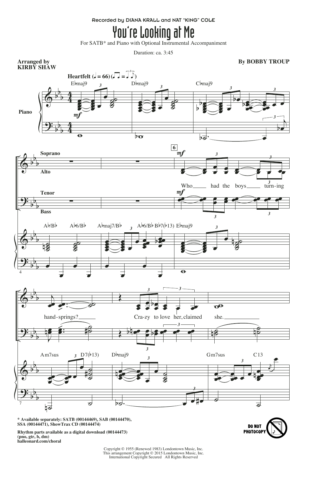 Kirby Shaw You're Looking At Me Sheet Music