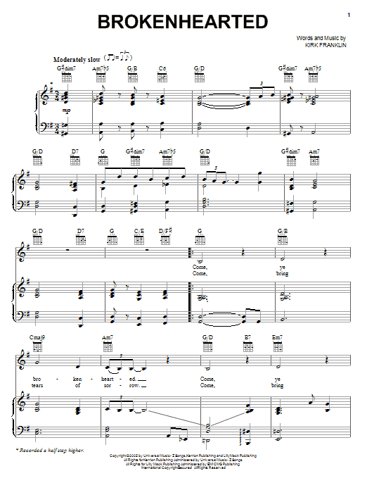 Kirk Franklin Brokenhearted Sheet Music
