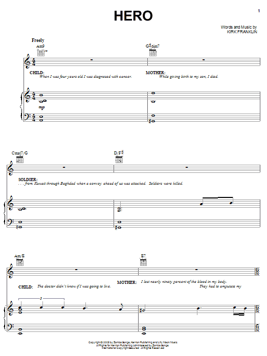 Kirk Franklin Hero Sheet Music