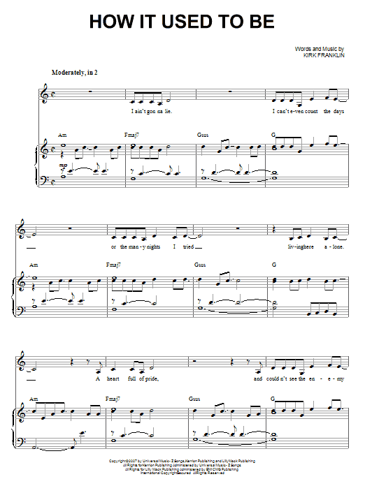 Kirk Franklin How It Used To Be Sheet Music