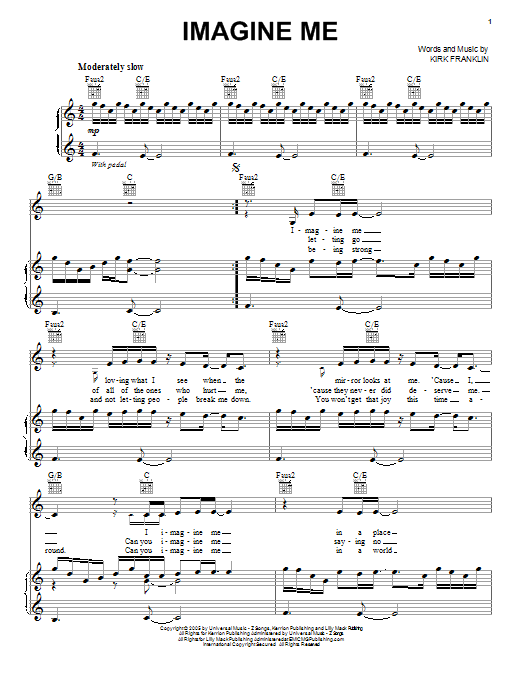 Kirk Franklin Imagine Me Sheet Music