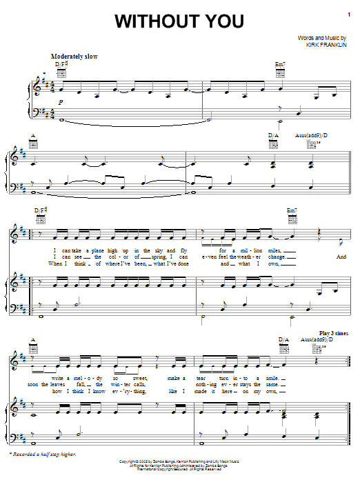 Kirk Franklin Without You Sheet Music