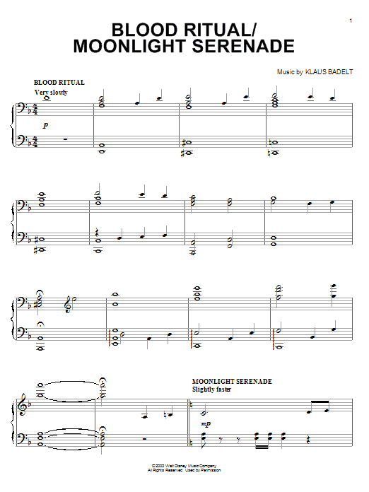 Klaus Badelt Blood Ritual / Moonlight Serenade Sheet Music