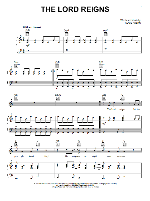 Klaus Kuehn The Lord Reigns Sheet Music