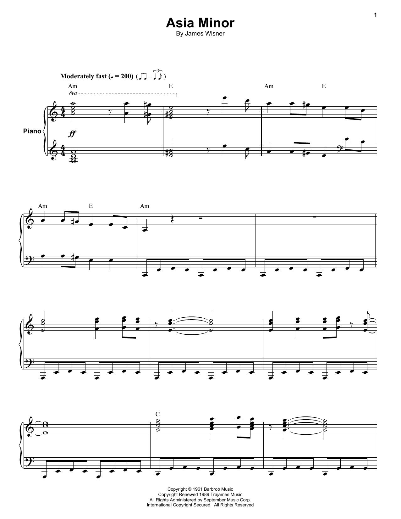 Kokomo Asia Minor Sheet Music