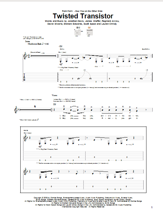 Korn Twisted Transistor Sheet Music