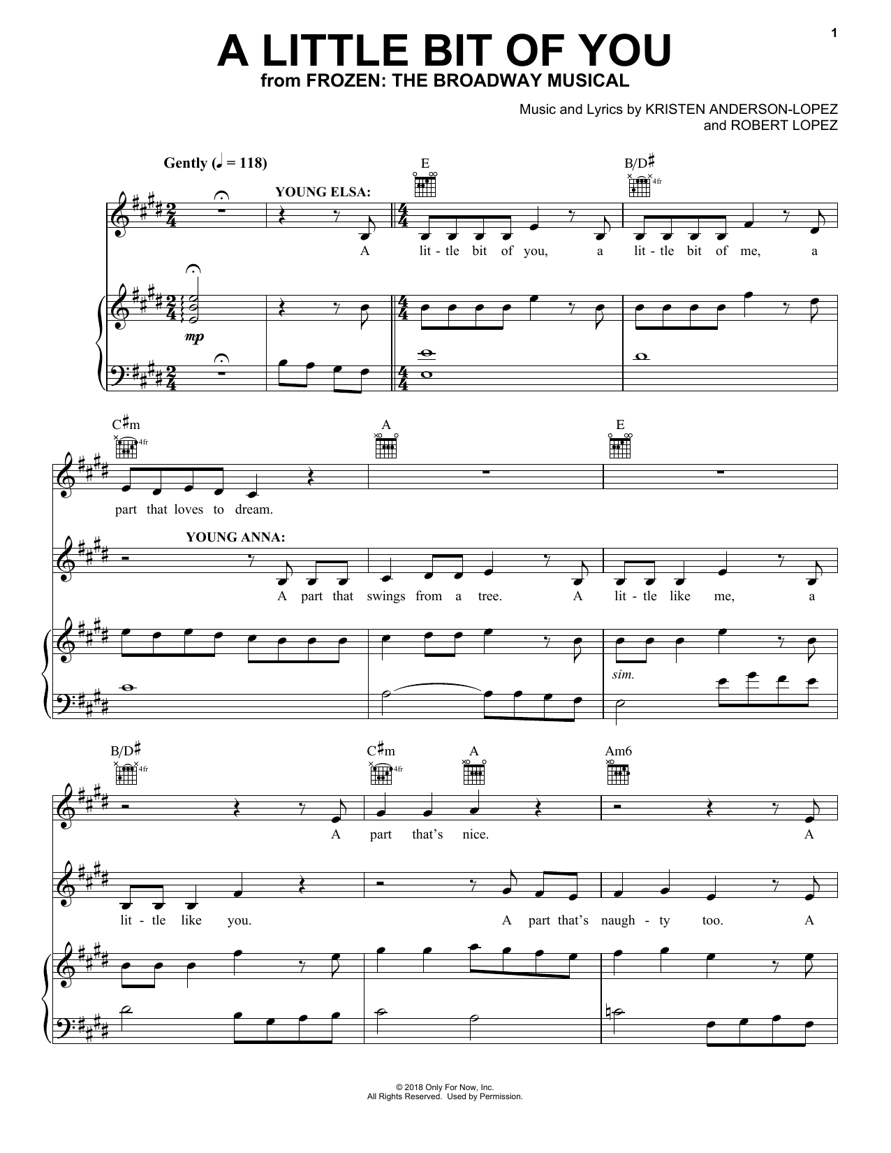 Kristen Anderson-Lopez & Robert Lopez A Little Bit Of You (from Frozen: The Broadway Musical) Sheet Music