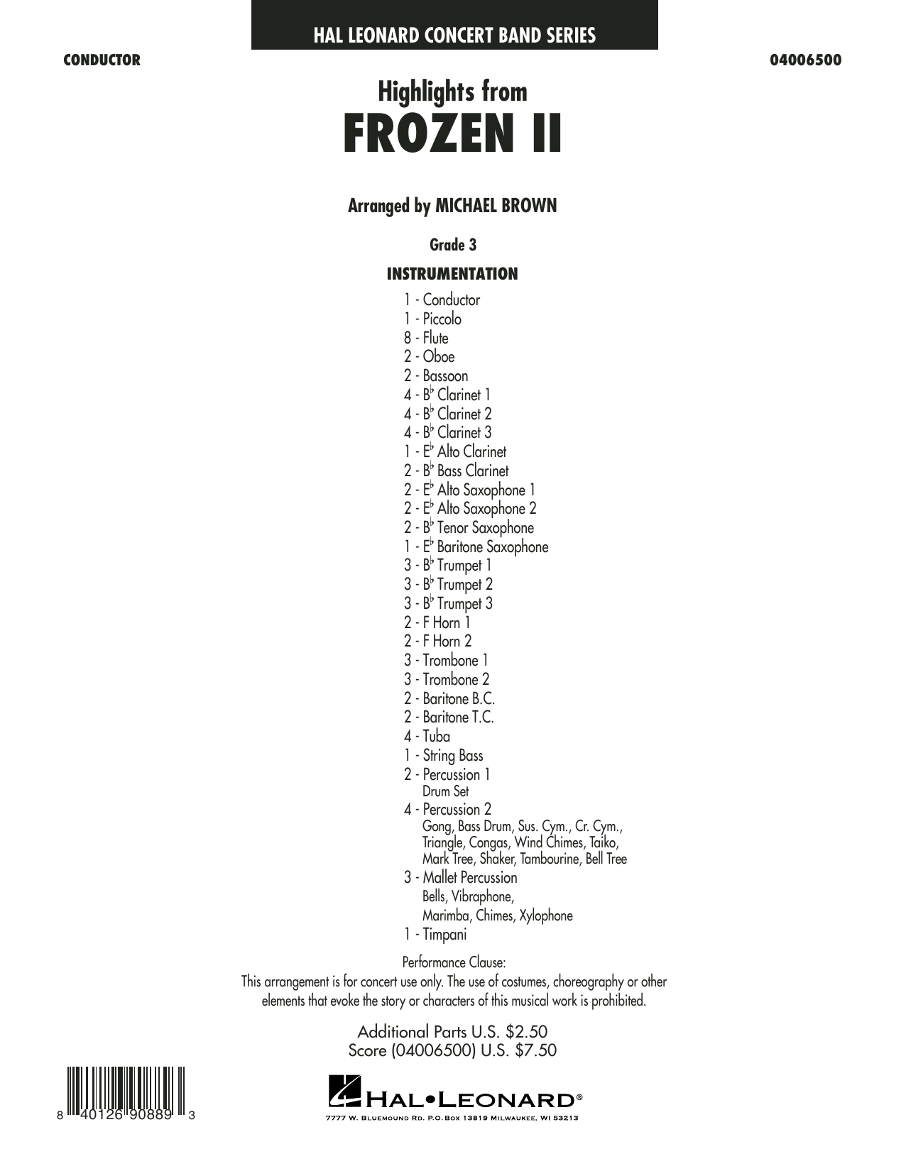 Kristen Anderson-Lopez & Robert Lopez Highlights from Disney's Frozen 2 (arr. Michael Brown) - Conductor Score (Full S Sheet Music
