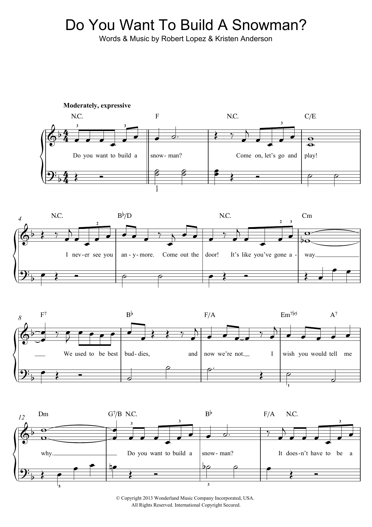 Kristen Bell, Agatha Lee Monn & Katie Lopez Do You Want To Build A Snowman? (from Frozen) Sheet Music