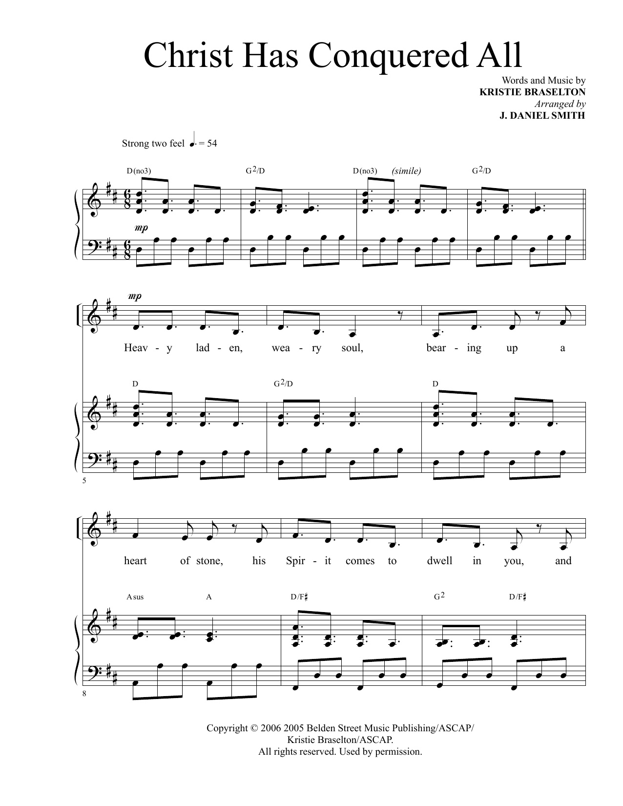 Kristie Braselton Christ Has Conquered All (arr. J. Daniel Smith) Sheet Music