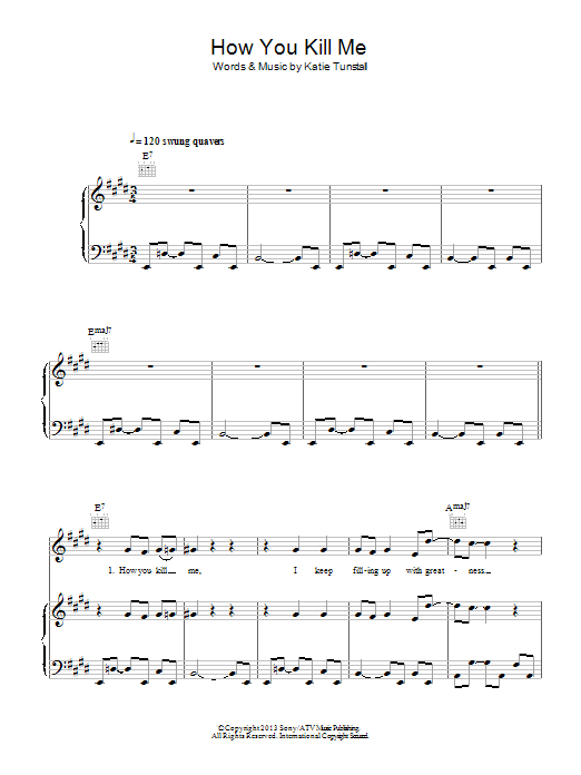 KT Tunstall How You Kill Me Sheet Music