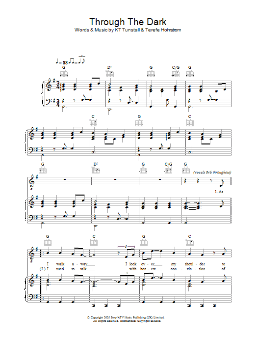 KT Tunstall Through The Dark Sheet Music