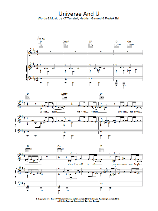 KT Tunstall Universe & U Sheet Music