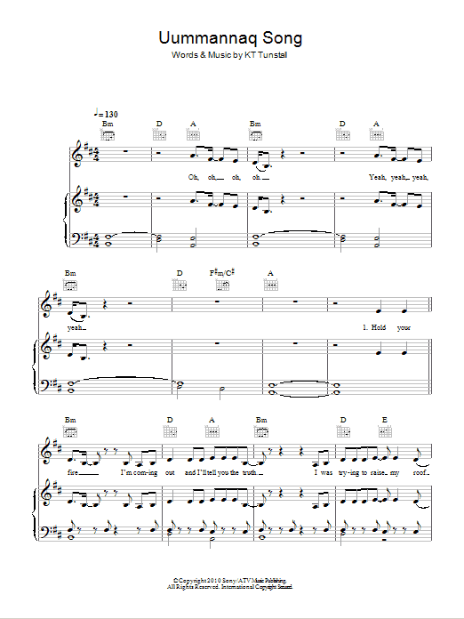 KT Tunstall Uummannaq Song Sheet Music