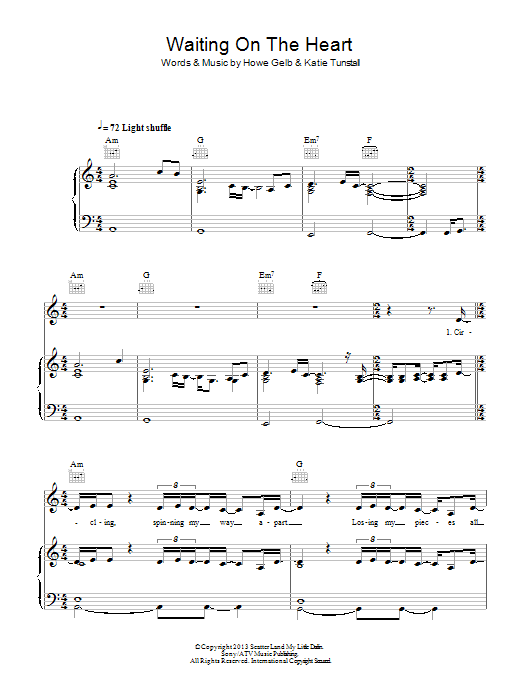 KT Tunstall Waiting On The Heart Sheet Music