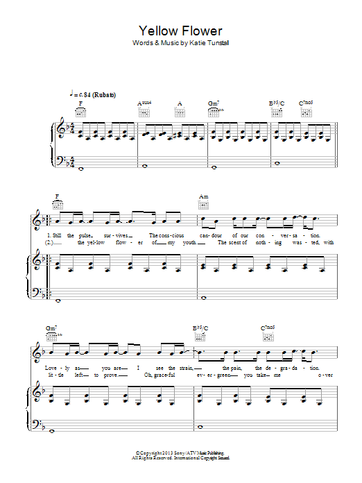 KT Tunstall Yellow Flower Sheet Music