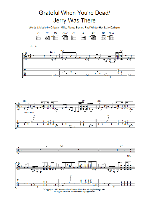 Kula Shaker Grateful When You're Dead/Jerry Was There Sheet Music