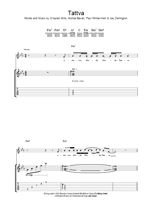 Kula Shaker Tattva Sheet Music