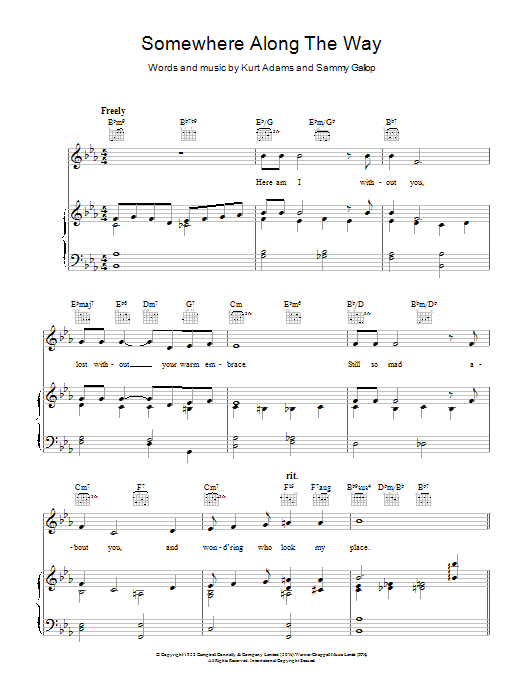 Kurt Adams Somewhere Along The Way Sheet Music