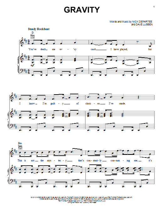 Kutless Gravity Sheet Music
