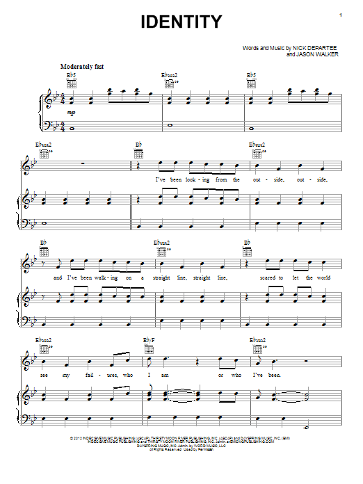 Kutless Identity Sheet Music