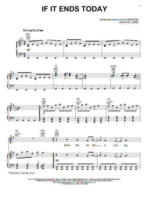 Kutless If It Ends Today Sheet Music