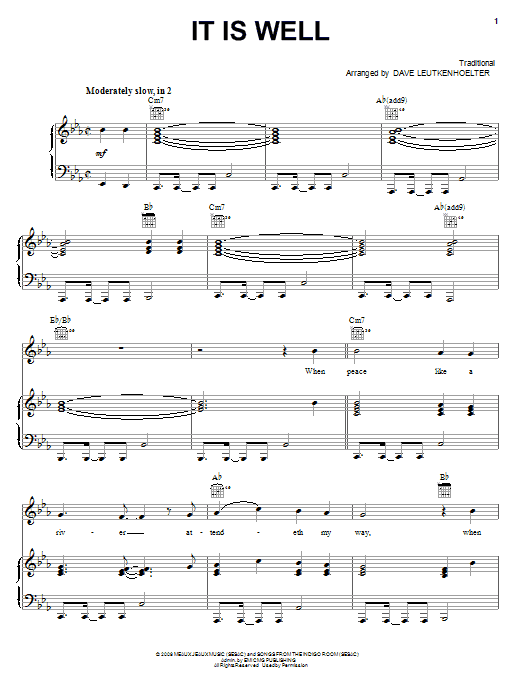 Kutless It Is Well Sheet Music