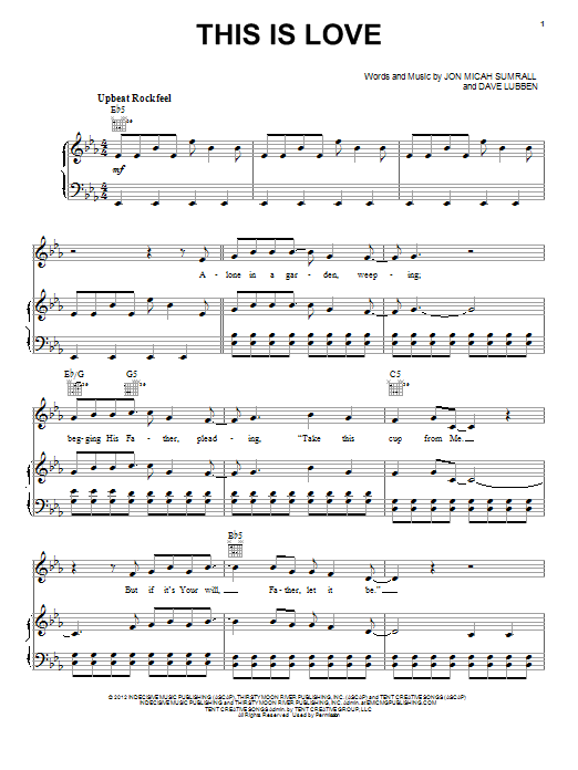 Kutless This Is Love Sheet Music
