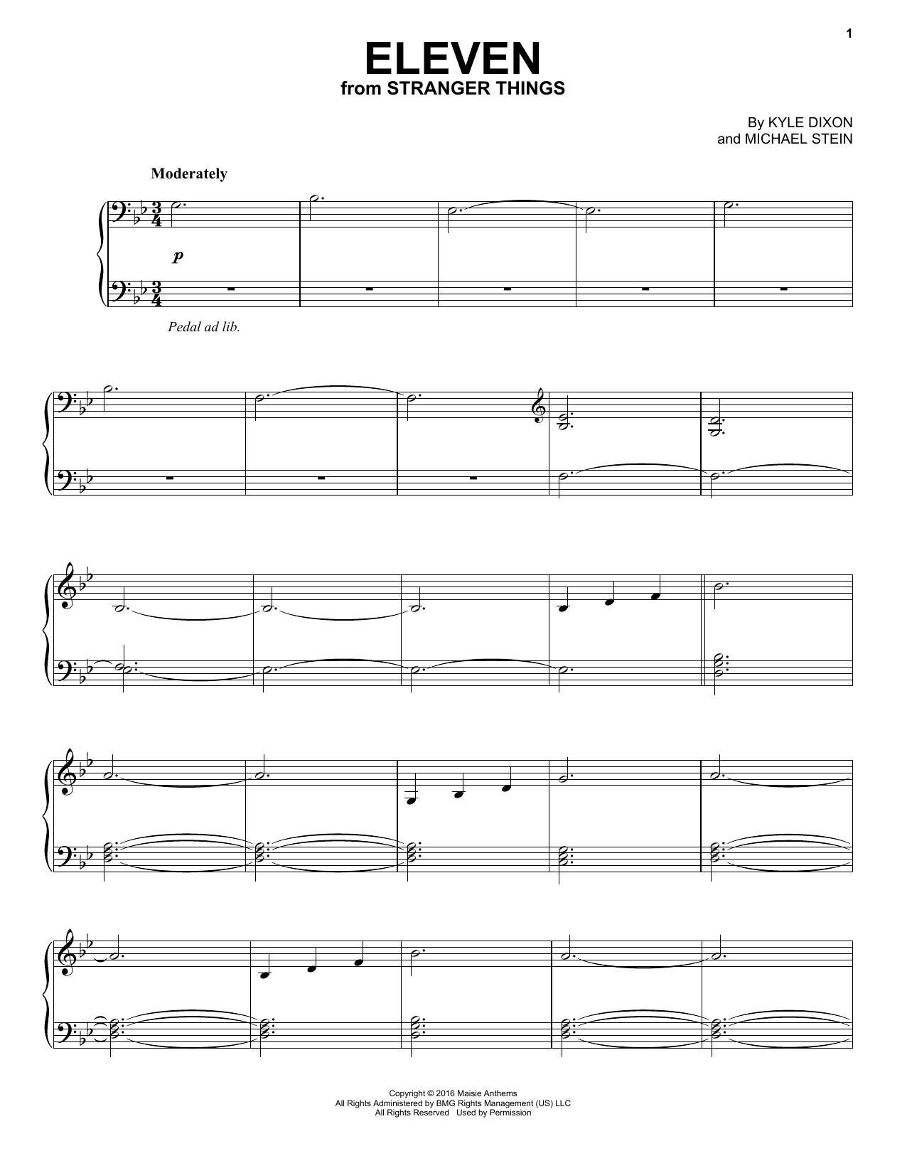 Kyle Dixon & Michael Stein Eleven (from Stranger Things) Sheet Music