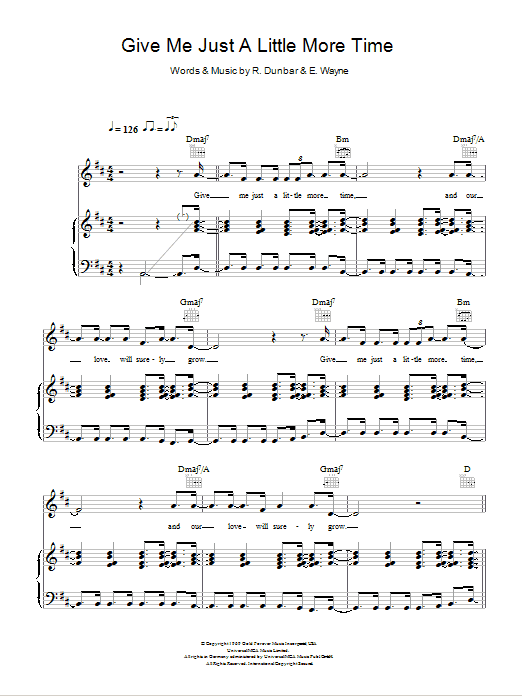 Kylie Minogue Give Me Just A Little More Time Sheet Music