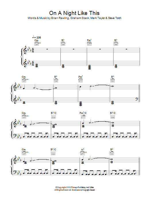 Kylie Minogue On A Night Like This Sheet Music