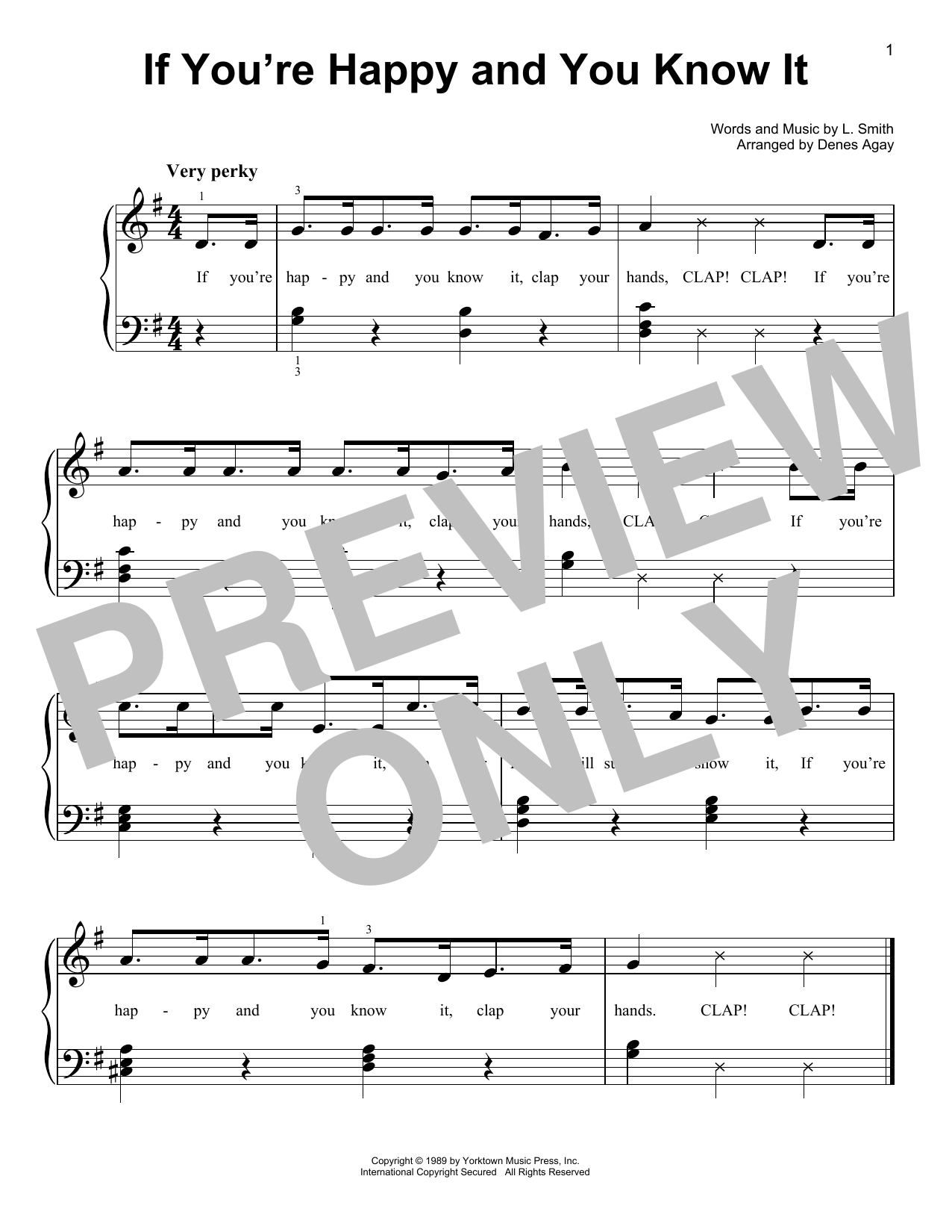 L. Smith If You're Happy And You Know It (arr. Denes Agay) Sheet Music