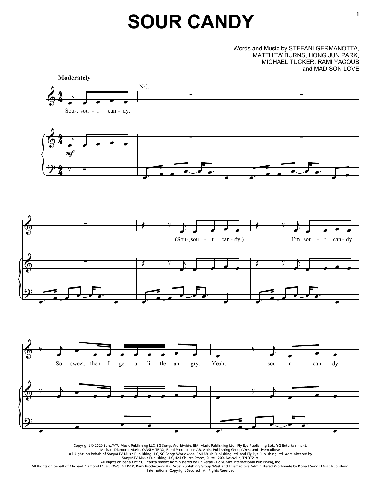 Lady Gaga & BLACKPINK Sour Candy Sheet Music