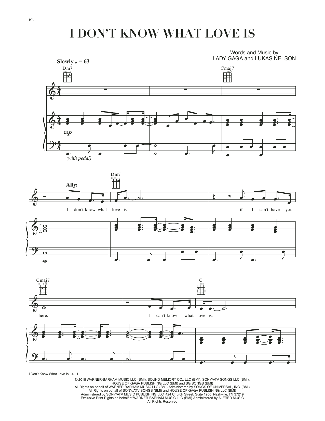 Lady Gaga & Bradley Cooper I Don't Know What Love Is (from A Star Is Born) Sheet Music