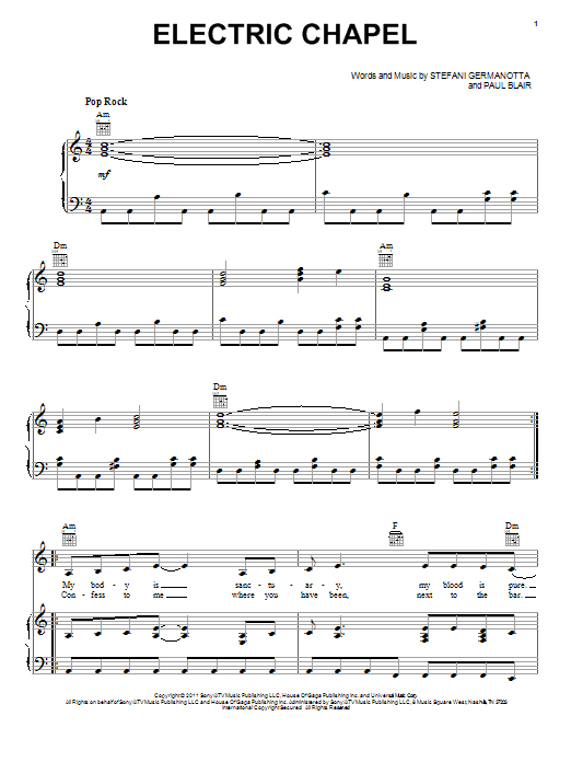 Lady Gaga Electric Chapel Sheet Music