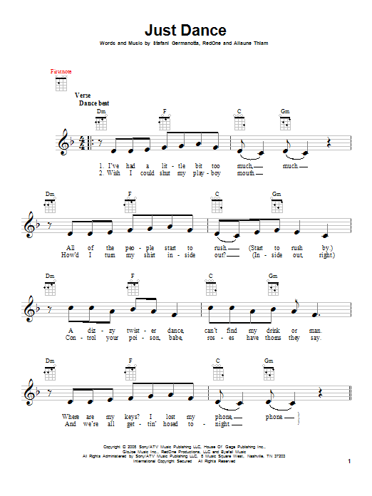 Lady GaGa featuring Colby O'Donis Just Dance Sheet Music