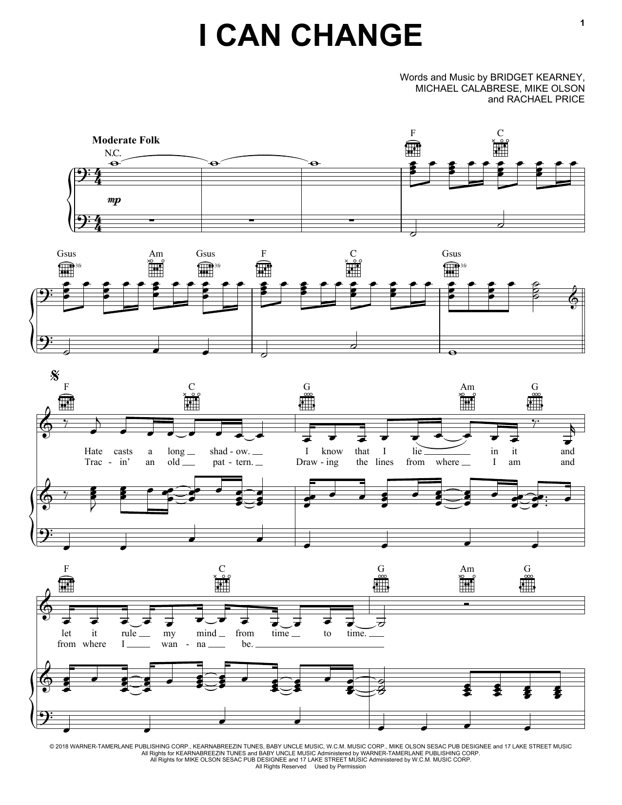 Lake Street Dive I Can Change Sheet Music