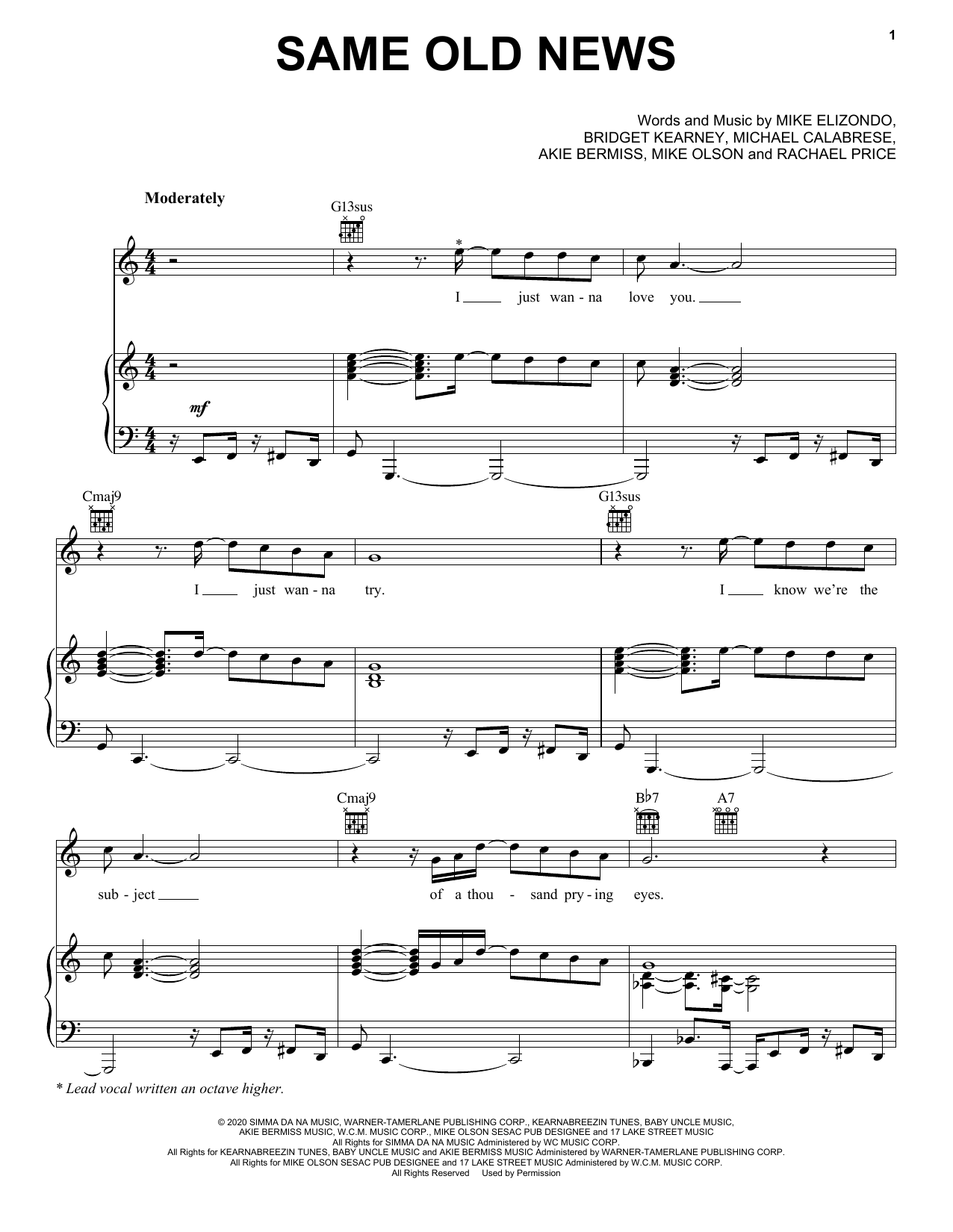 Lake Street Dive Same Old News Sheet Music