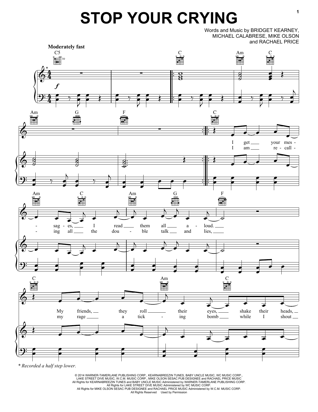 Lake Street Dive Stop Your Crying Sheet Music