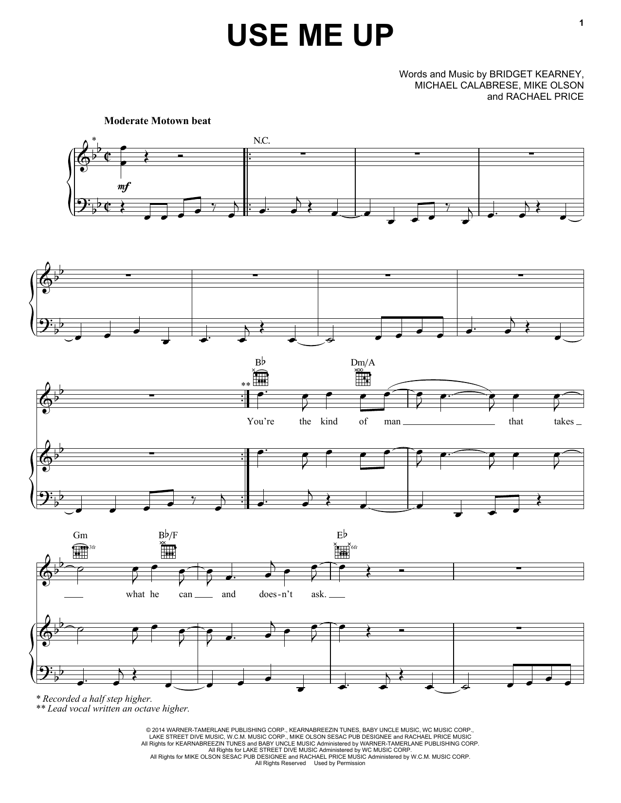 Lake Street Dive Use Me Up Sheet Music