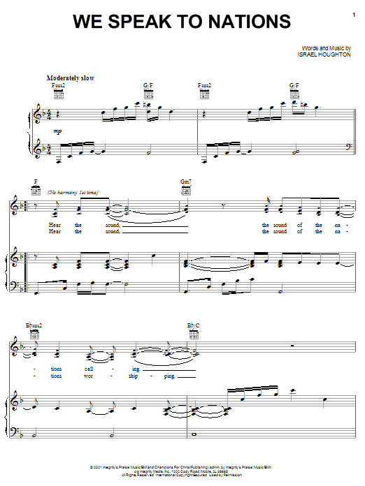 Lakewood Church We Speak To Nations Sheet Music