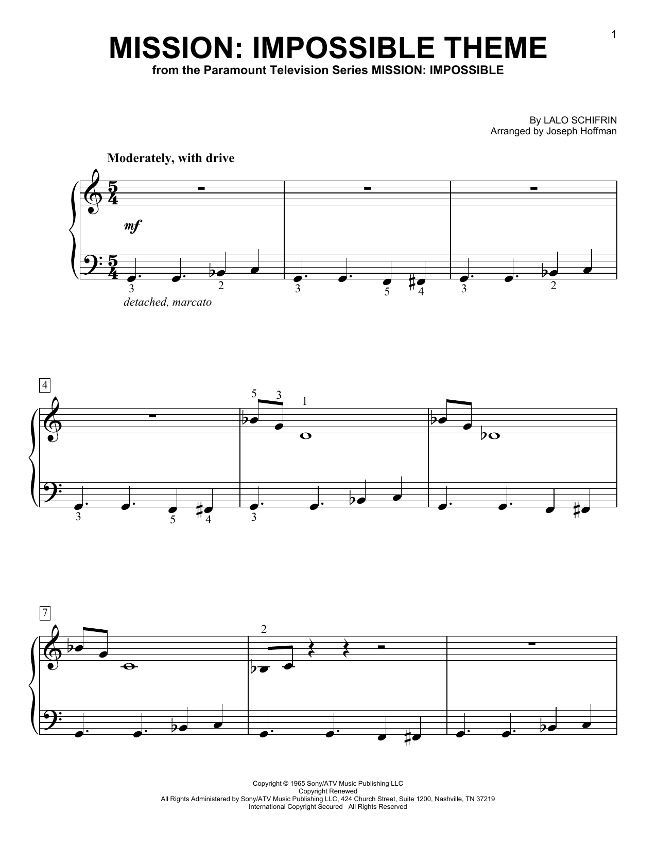 Lalo Schifrin Mission: Impossible Theme (arr. Joseph Hoffman) Sheet Music