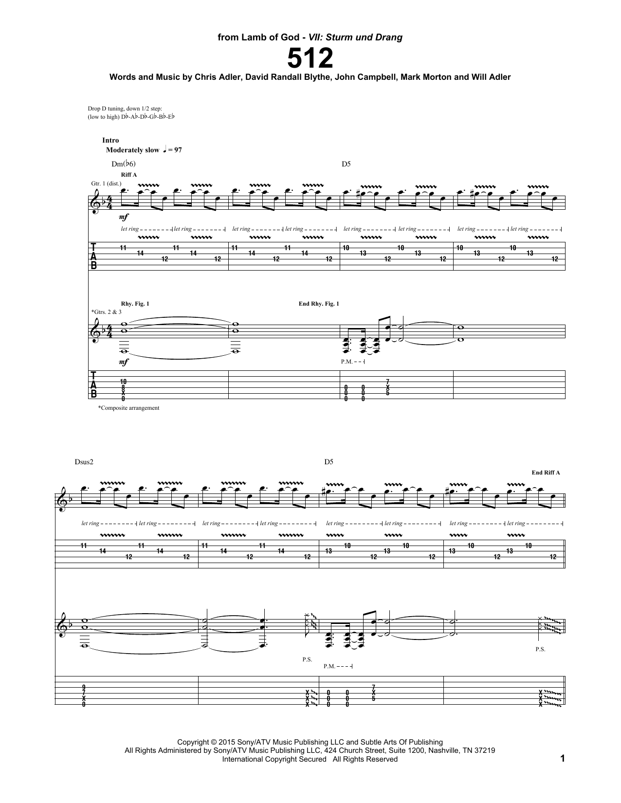 Lamb Of God 512 Sheet Music