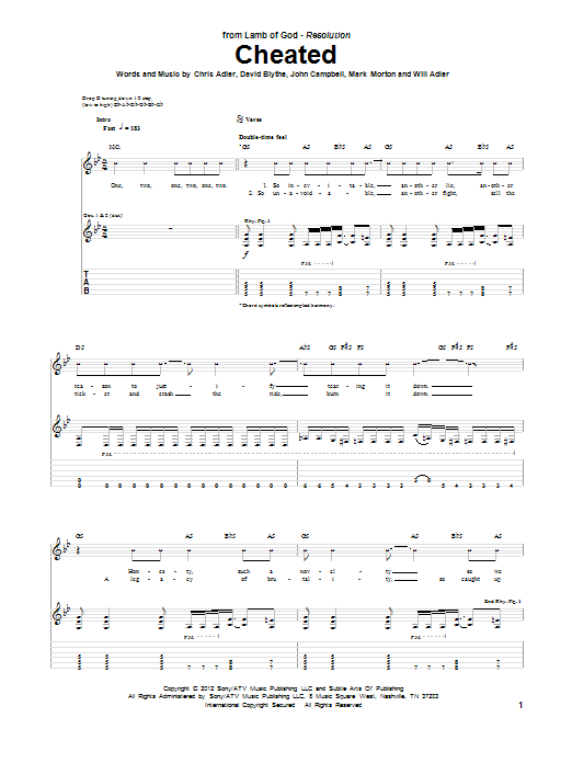 Lamb Of God Cheated Sheet Music