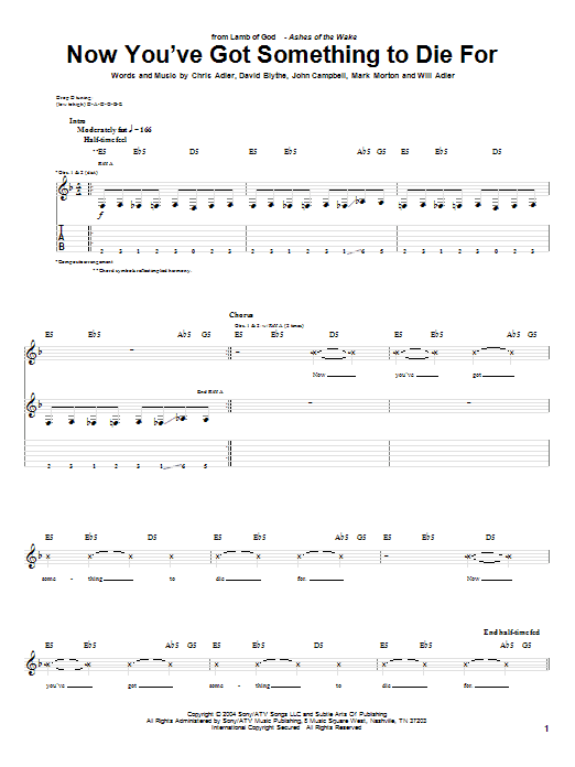 Lamb Of God Now You've Got Something To Die For Sheet Music