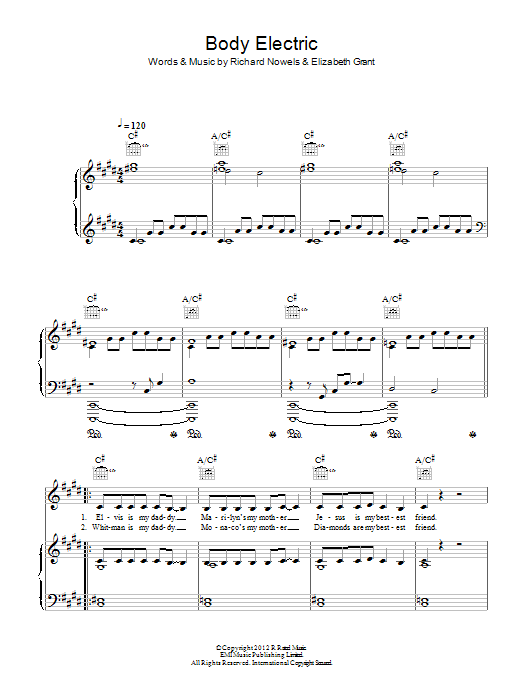 Lana Del Rey Body Electric Sheet Music