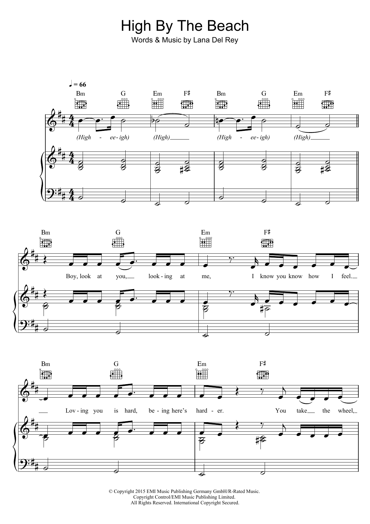 Lana Del Rey High By The Beach Sheet Music